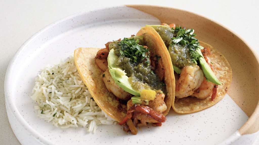 Shrimp Fajita Tacos with Cilantro Lime Rice – MacroPlate Blog